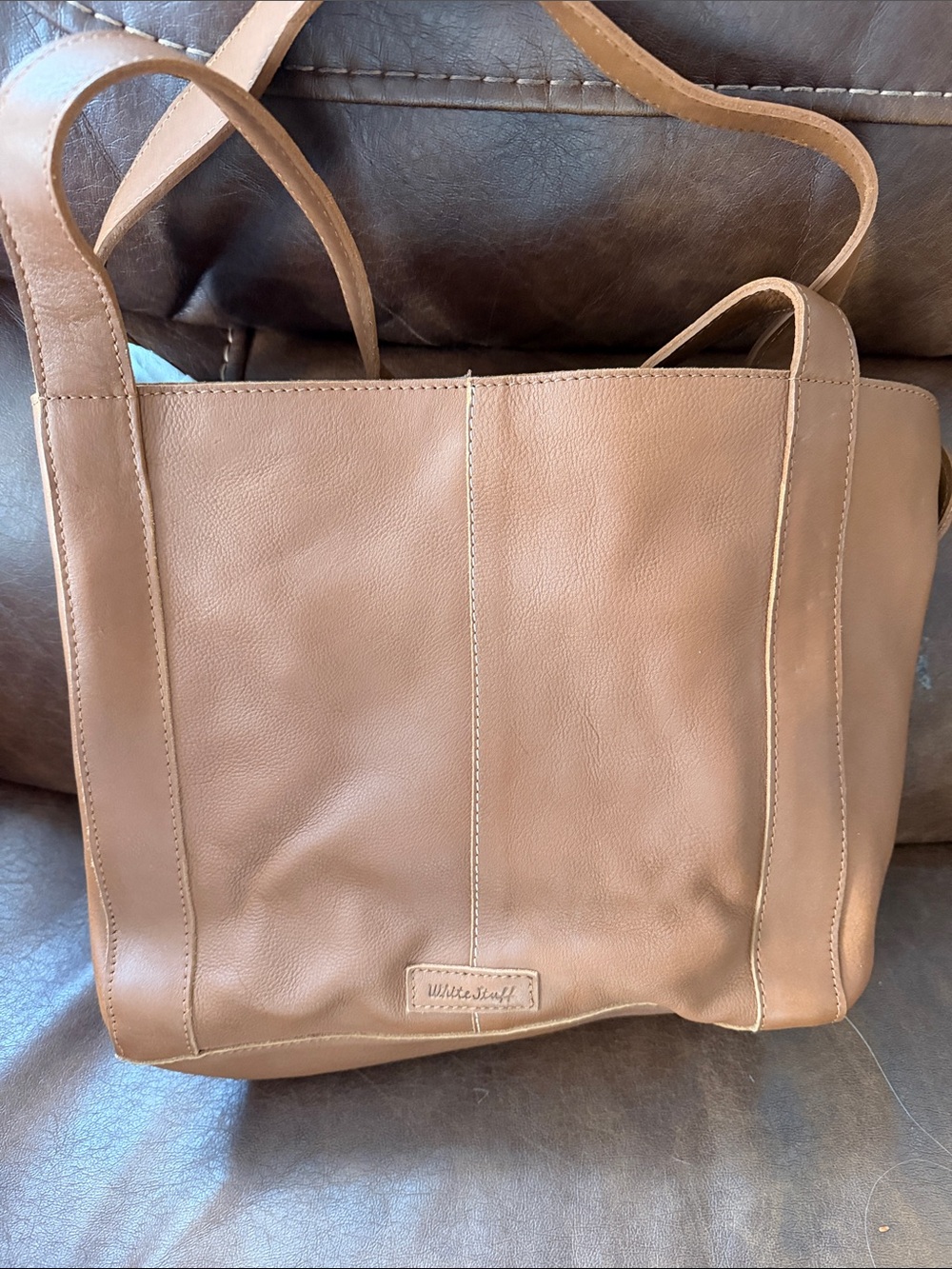 Leather Bag Tote Travel School Light Brown New